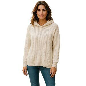 Weatherproof Vintage Cream cowl neck Sweater M | Textured Cable Knit Pullover